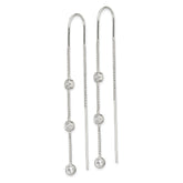 Sterling Silver Polished 3 Bezel Set CZs Threader Earrings